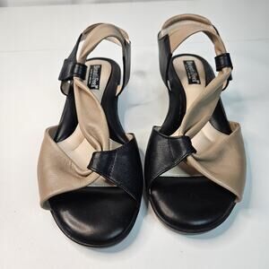 BeautiFeel Hailey Black Nude Leather Sandals Size 41 EU / 9.5 US